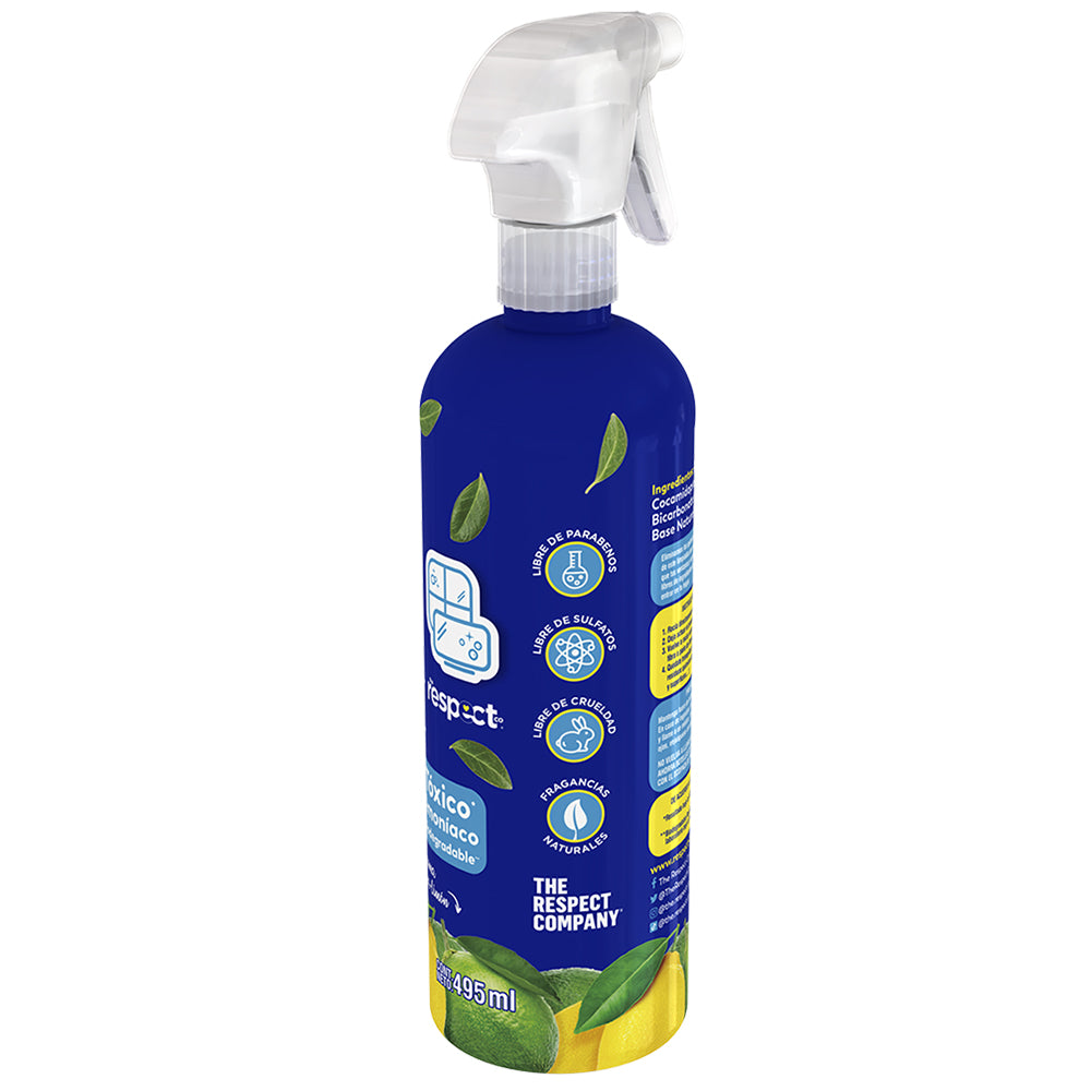 Limpia Vidrios y Superficies delicadas The Respect Co®️ - No Tóxico - 100% Biodegradable - 495 mls