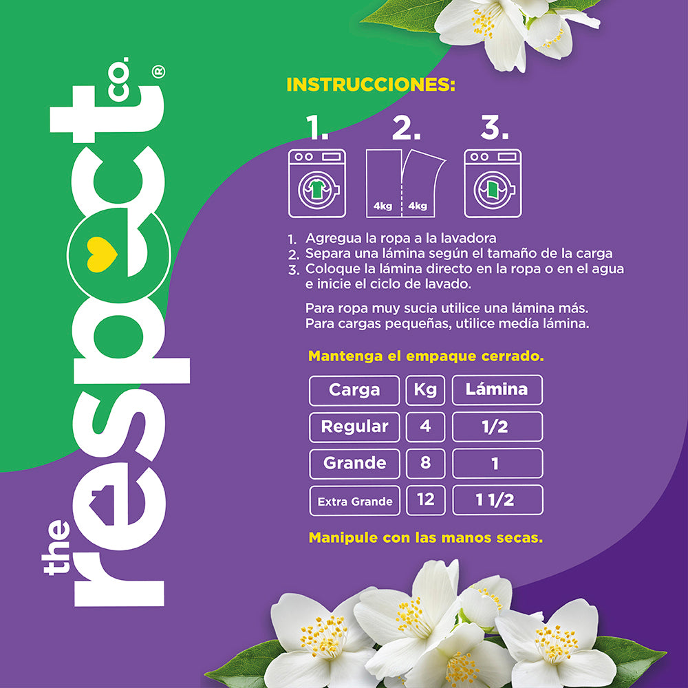 Detergente para Ropa en Láminas Biodegradable - No Tóxico - 50 Lavadas