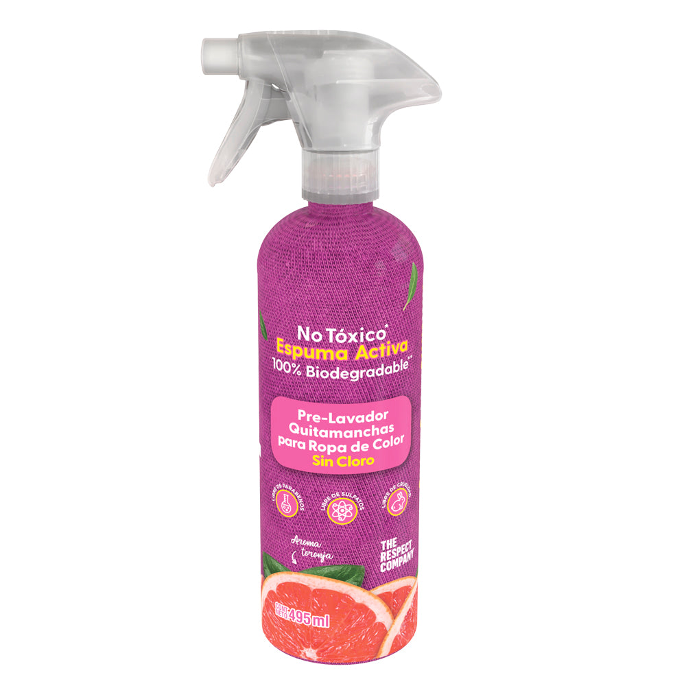 Pre-Lavador para Ropa de Color - The Respect Co ®️ - No Tóxico 100% - Biodegradable - Espuma Activa - 495 mls